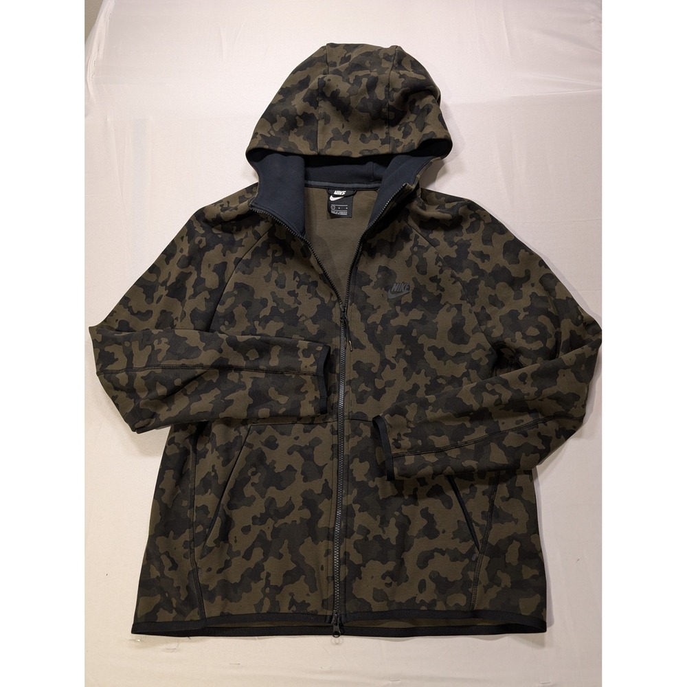 Nike Men's Olive Green Camo Full-Zip Hoodie